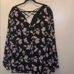 Black and pink chiffon top